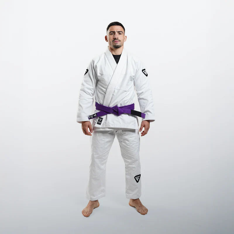 Kimono Brazilian Jiu Jitsu GROUND FORCE Basic Gi V3 - Alb (Centura Alba Inclusa)