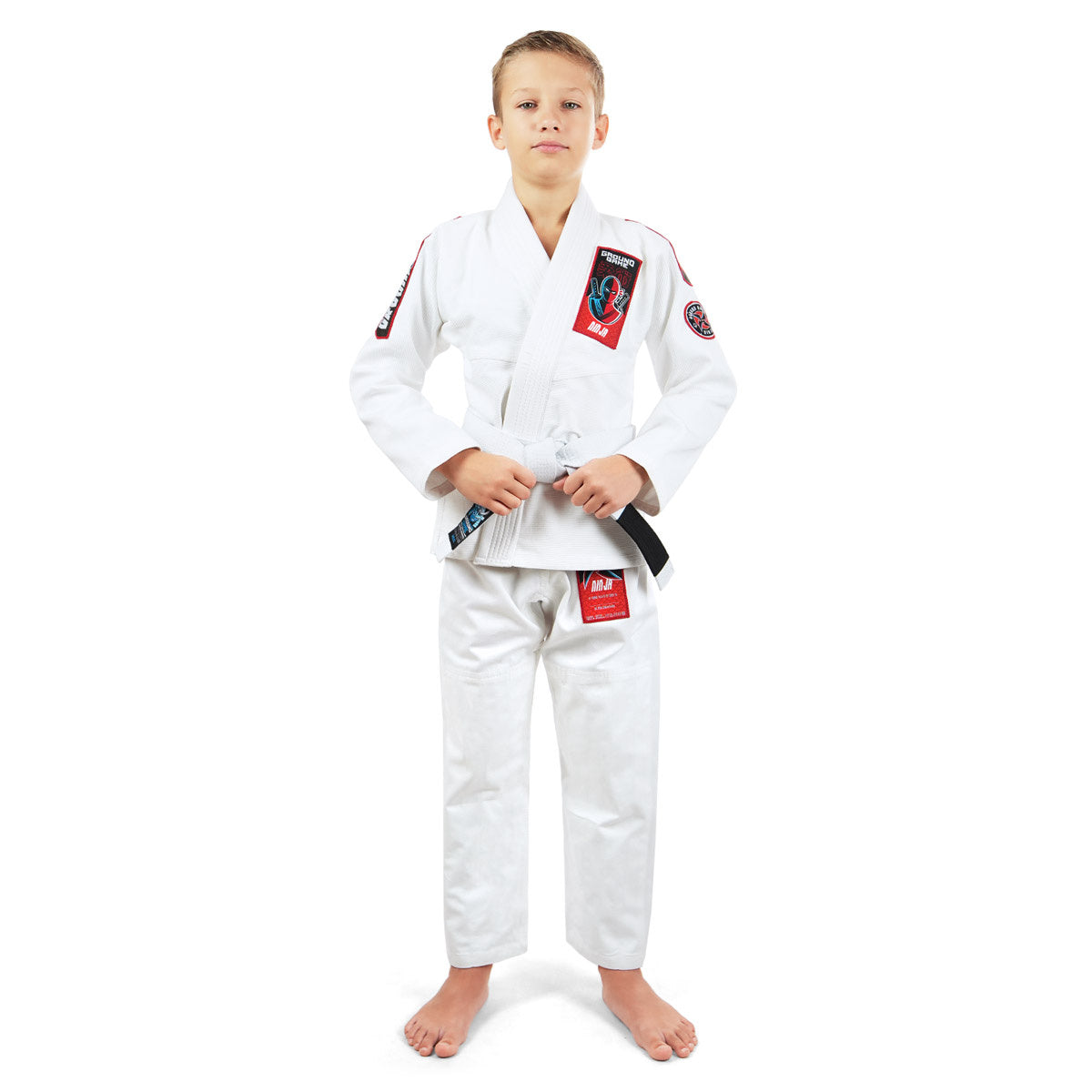 Kimono Copii Brazilian Jiu Jitsu GROUND GAME Ninja - Alb