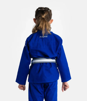 Kimono Copii Brazilian Jiu Jitsu PROGRESS The Academy - Albastru ( Centura Alba Inclusa )