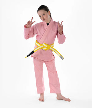 Kimono Copii Brazilian Jiu Jitsu PROGRESS The Academy - Roz(Centura Alba Inclusa)