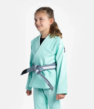 Kimono Copii Brazilian Jiu Jitsu PROGRESS The Academy - Turcoaz(Centura Alba Inclusa)