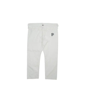 Pantaloni de Kimono Brazilian Jiu Jitsu PROGRESS Alb Adulti poza facuta din fata pe un fundal alb