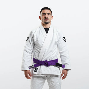 Kimono Brazilian Jiu Jitsu GROUND FORCE Basic Gi V3 - Alb (Centura Alba Inclusa)