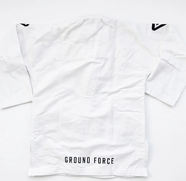 Kimono Brazilian Jiu Jitsu GROUND FORCE Basic Gi V3 - Alb (Centura Alba Inclusa)