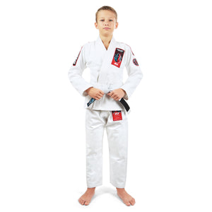 Kimono Copii Brazilian Jiu Jitsu GROUND GAME Ninja - Alb
