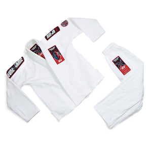 Kimono Copii Brazilian Jiu Jitsu GROUND GAME Ninja - Alb