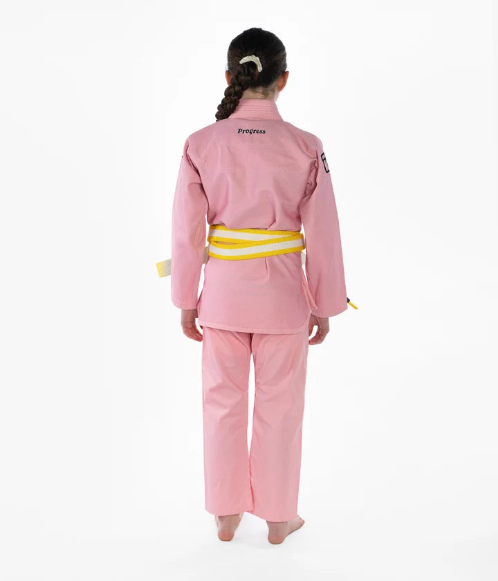 Kimono Copii Brazilian Jiu Jitsu PROGRESS The Academy -  Roz(Centura Alba Inclusa)