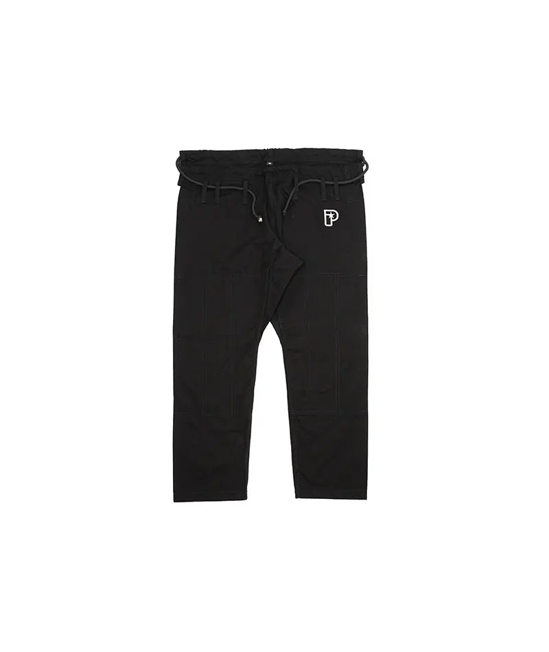 Pantaloni de Kimono Brazilian Jiu Jitsu PROGRESS Negru poza facuta din fata pe un fundal alb