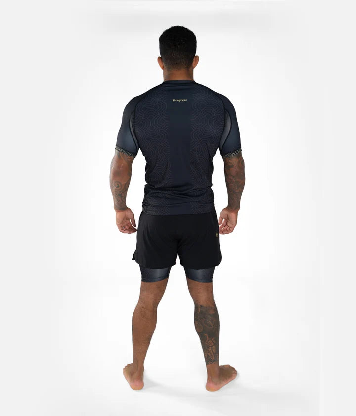 Rashguard Maneca Scurta PROGRESS Athlete - Negru/Gold